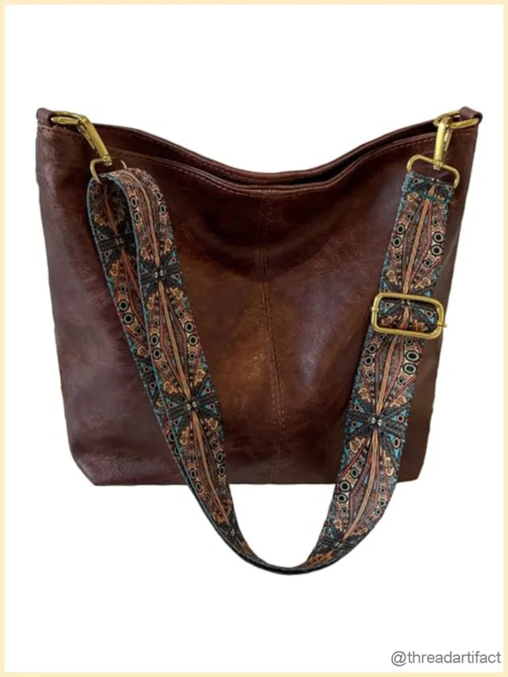 Vegan Leather Hobo Bag Crossbody with Guitar Strap Shoulder Purse